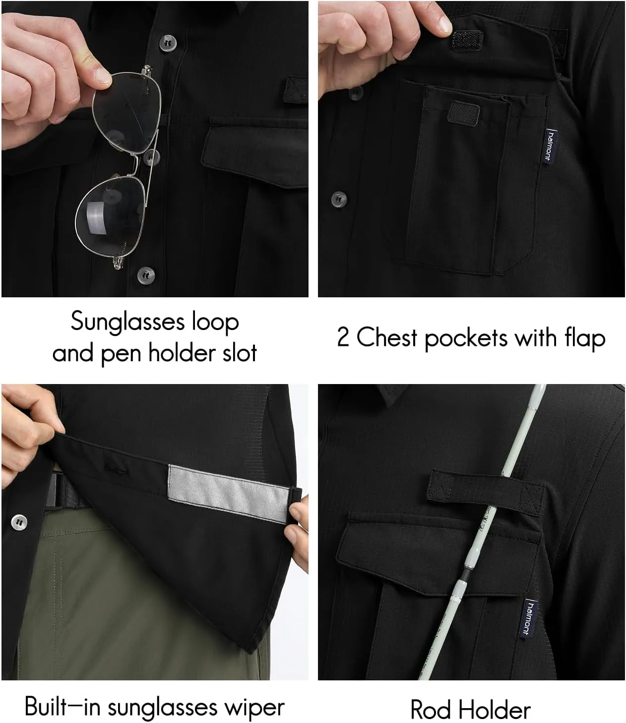 Haimont Men's Sun Protection Shirt Water Resistant Short Sleeve Button Down Shirt Quick Dry Cooling for Hiking Fishing