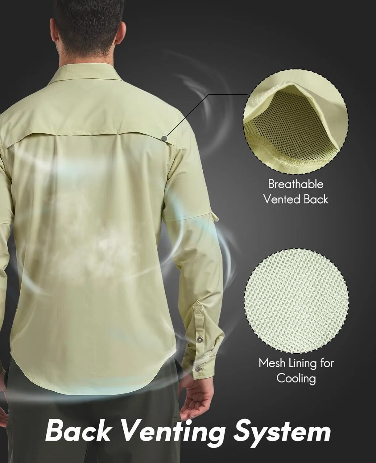 Haimont Men's UPF50  Sun Protection Fishing Shirts Hiking Travel Shirts Button Down Long Sleeve Shirts with Pockets