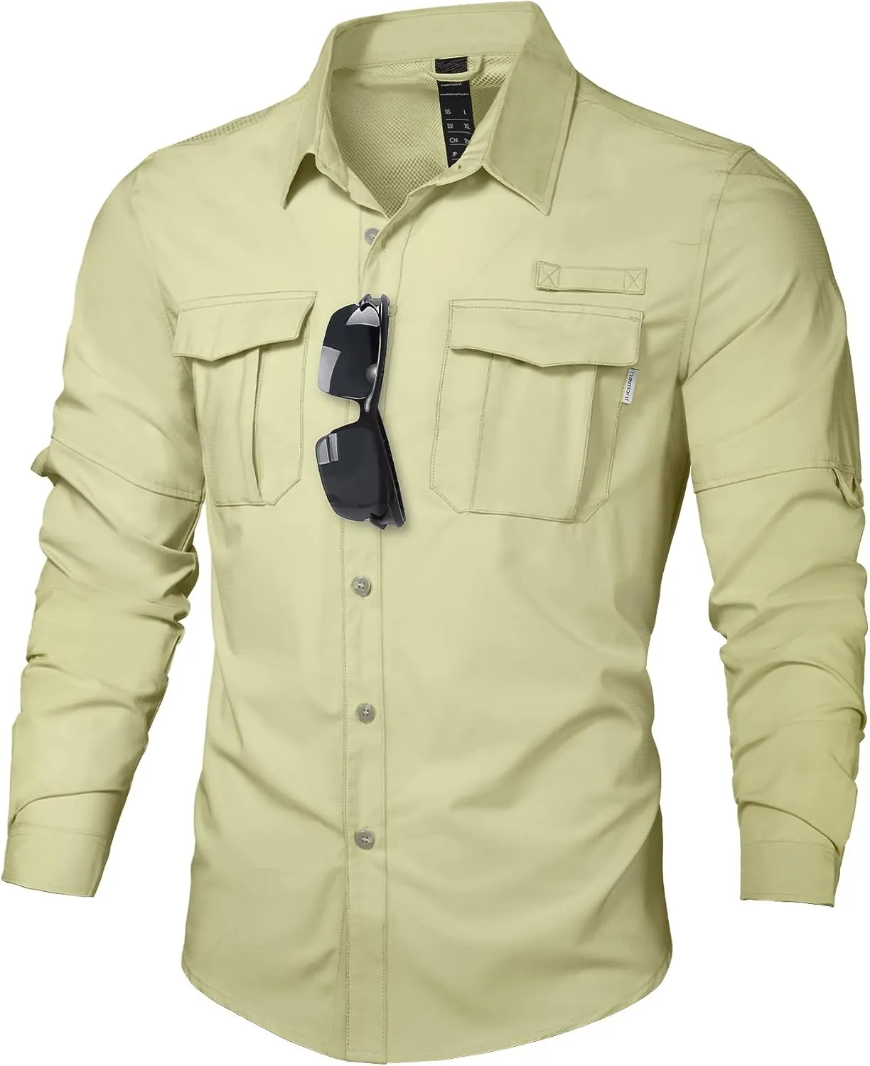 Haimont Men's UPF50  Sun Protection Fishing Shirts Hiking Travel Shirts Button Down Long Sleeve Shirts with Pockets
