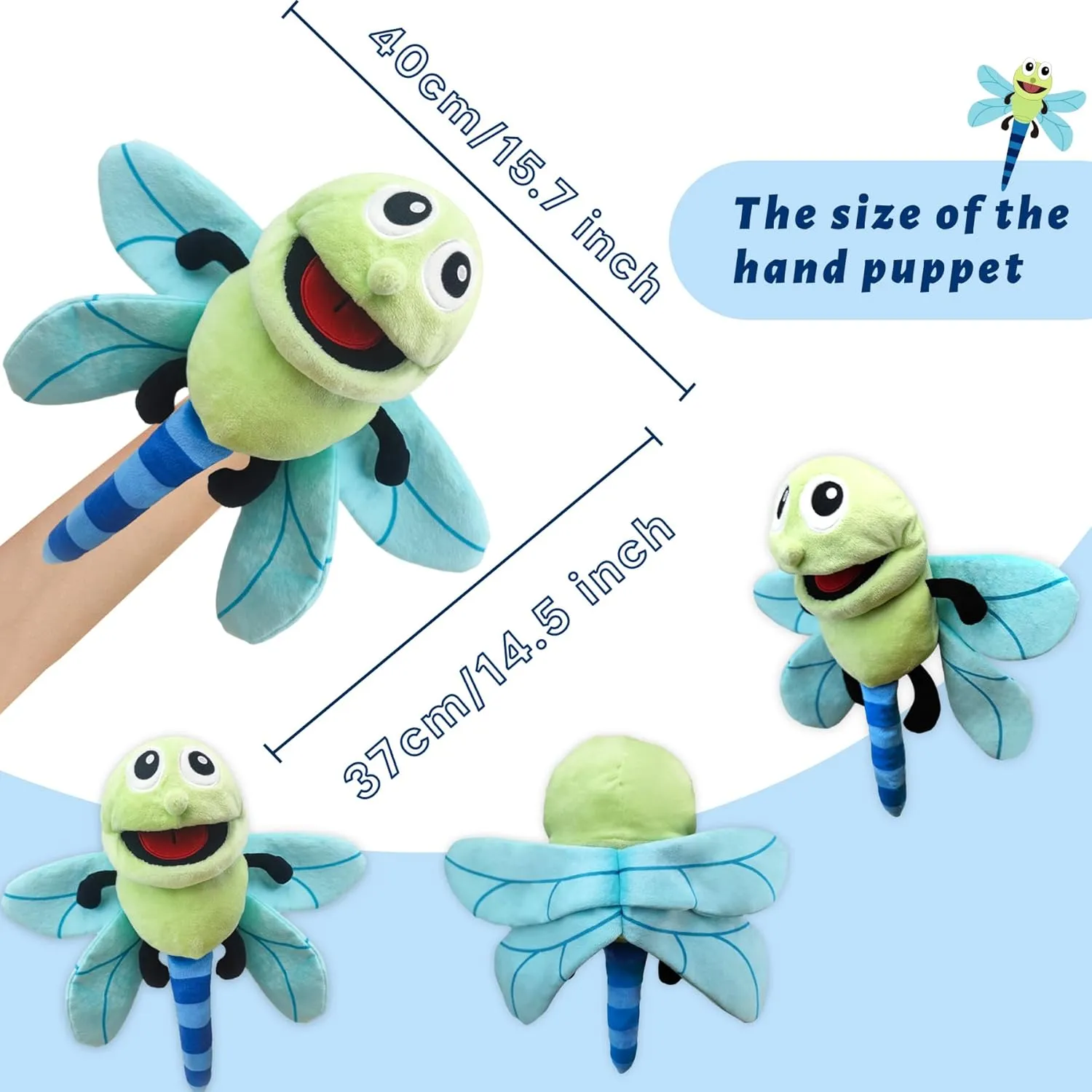 Hand Puppet Realistic Plush 13" Insect Animal Puppet for Kids With Moveable Mouth, Soft Stuffed Story Toy for Role Play Show Game