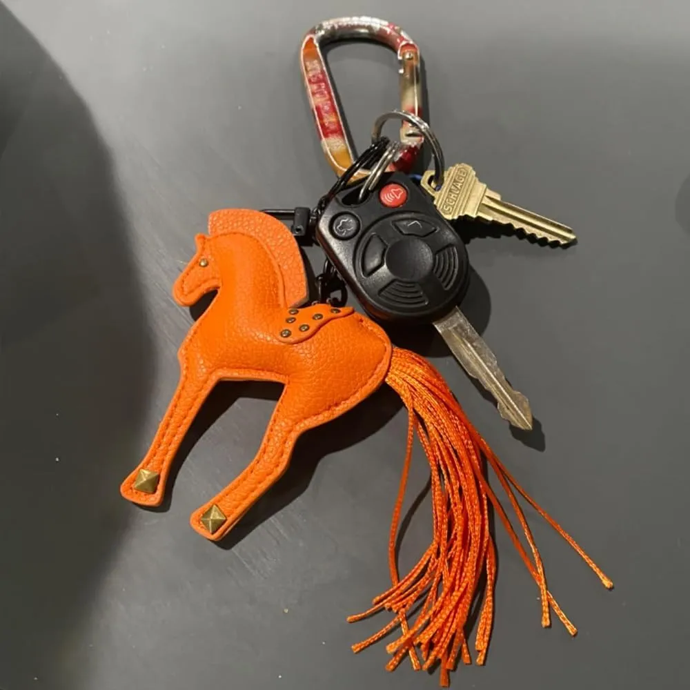 Handcrafted leather horse key chains, purse hanging accessories, cute styling bag accessories feminine charm