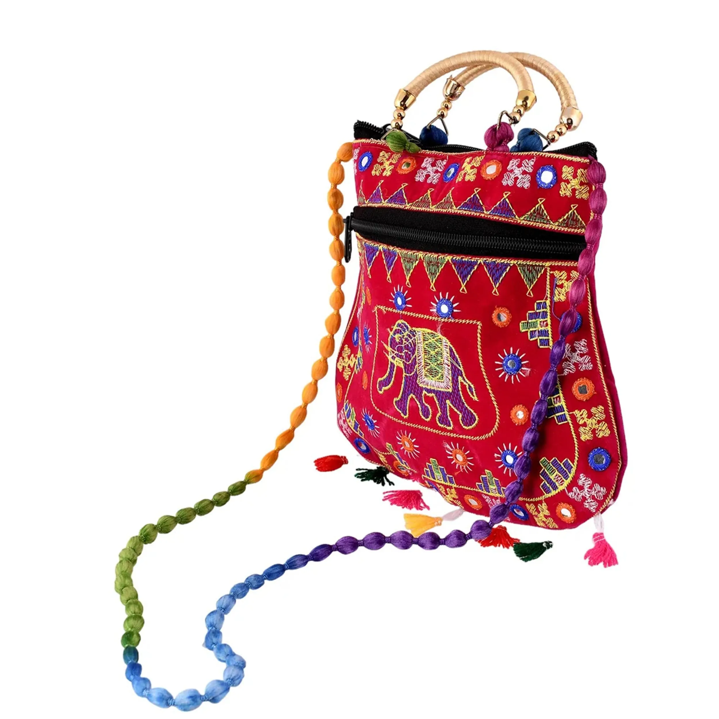Handmade Ethnic Embroidered Mirror Sling Crossbody Bag