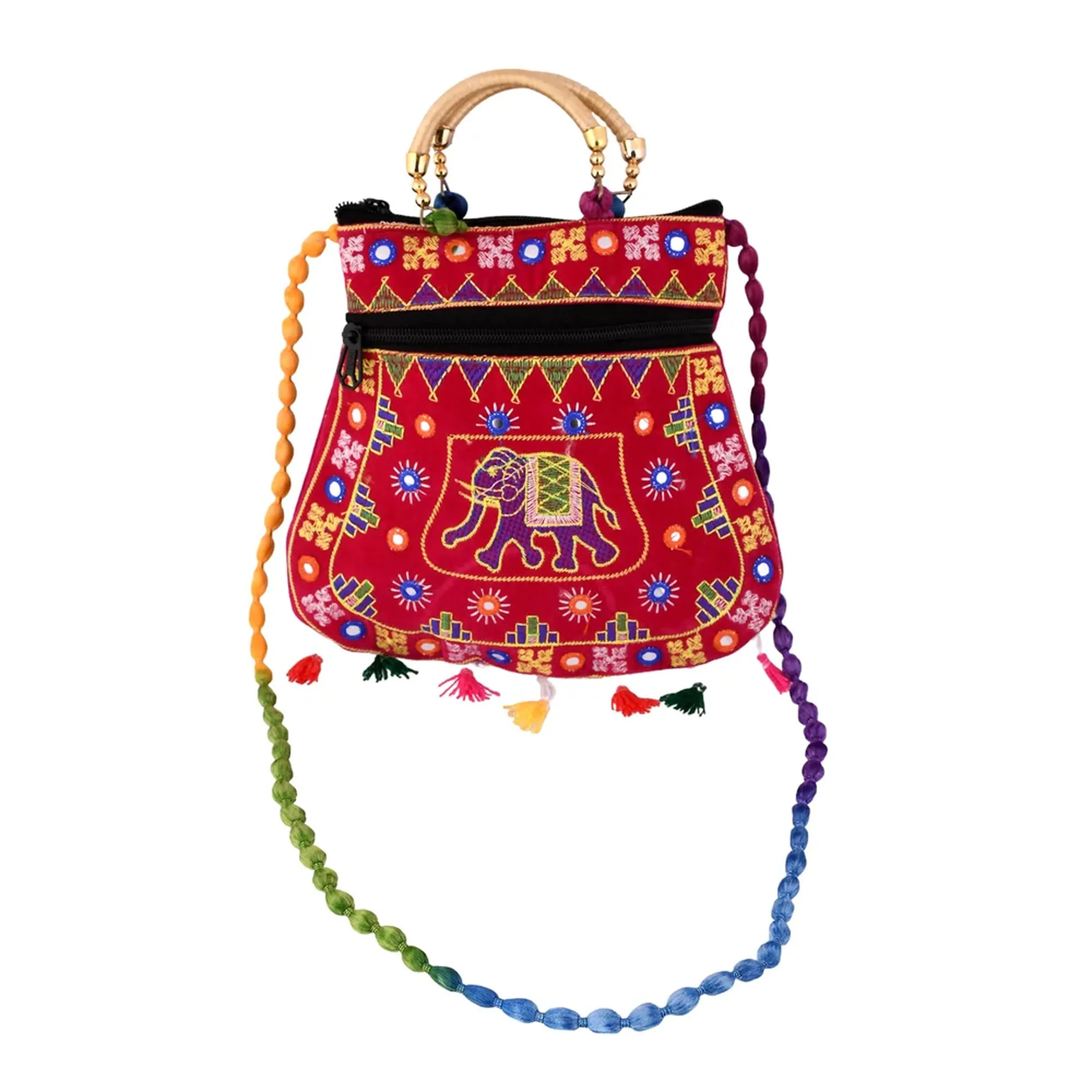 Handmade Ethnic Embroidered Mirror Sling Crossbody Bag