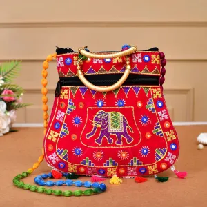 Handmade Ethnic Embroidered Mirror Sling Crossbody Bag