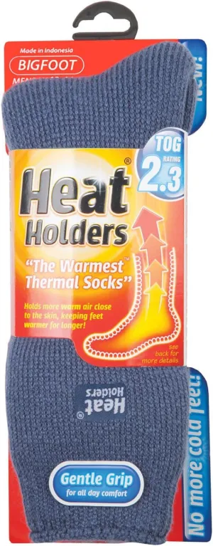 HEAT HOLDERS Men's Bigfoot Original Thermal Socks 13-15 Us Denim Blue