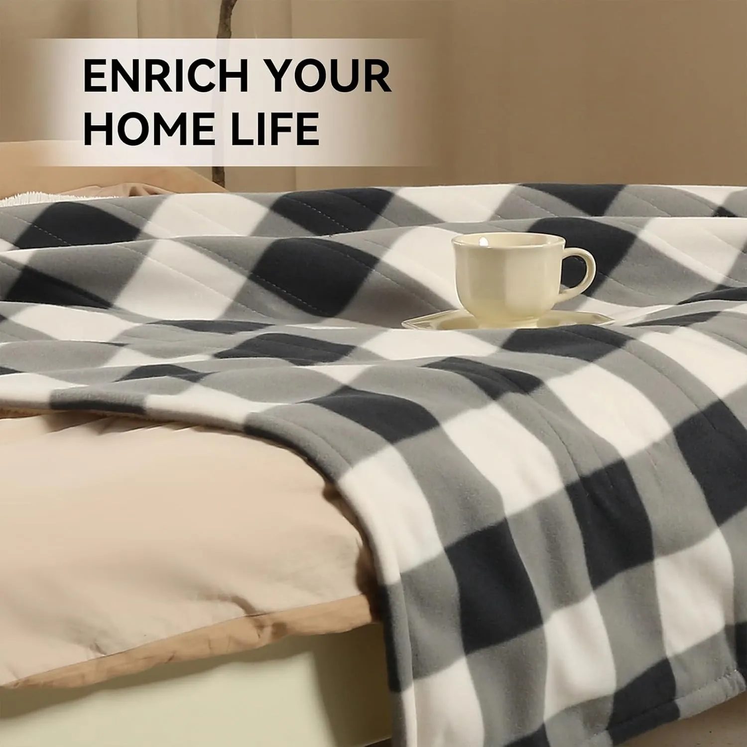 Heated Throw Blanket, 5 Heating Levels & 4 Hours Auto Off Electric Blanket Throw with ETL & FCC Certification & Machine Washable, Ideal Gift, 50"x60", Gray Plaid