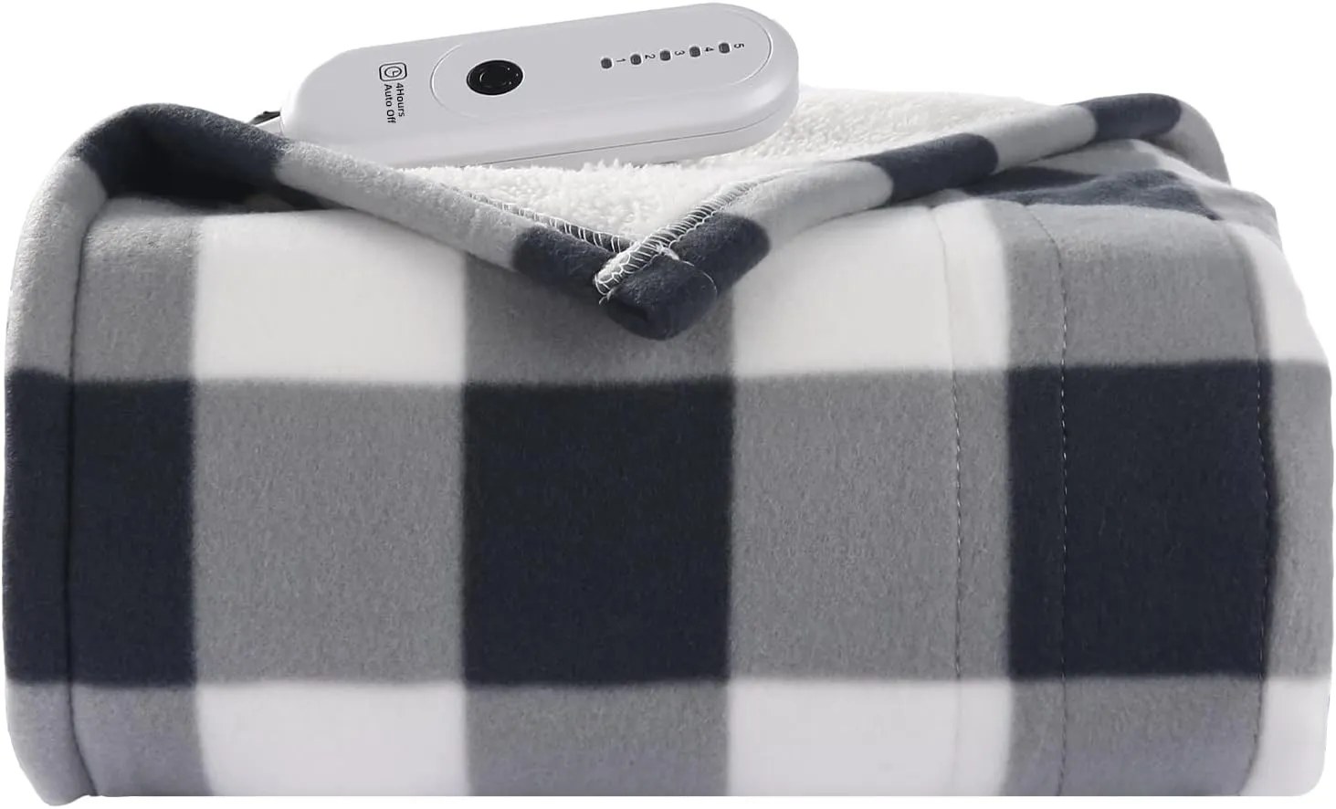 Heated Throw Blanket, 5 Heating Levels & 4 Hours Auto Off Electric Blanket Throw with ETL & FCC Certification & Machine Washable, Ideal Gift, 50"x60", Gray Plaid