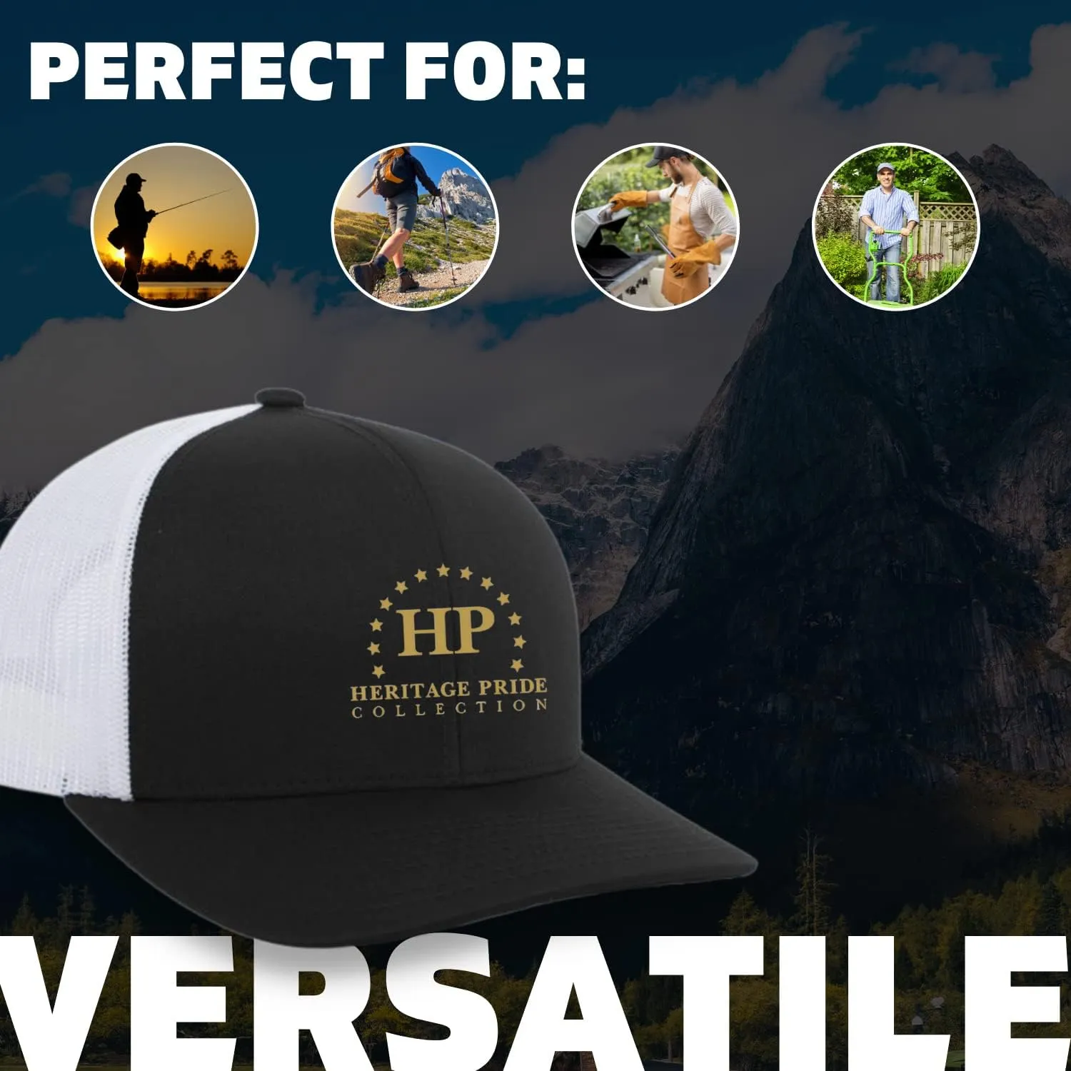 Heritage Pride Pheasant Duck and Deer Hunting Deer Head Mens Embroidered Mesh Back Trucker Hat