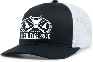 Heritage Pride Pheasant Duck and Deer Hunting Deer Head Mens Embroidered Mesh Back Trucker Hat