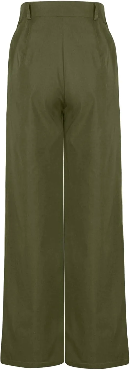 HGps8w Asymmetrical Dress Pants for Women High Waisted Chic Irregular Tailored Design Business Casual Long Work Trousers