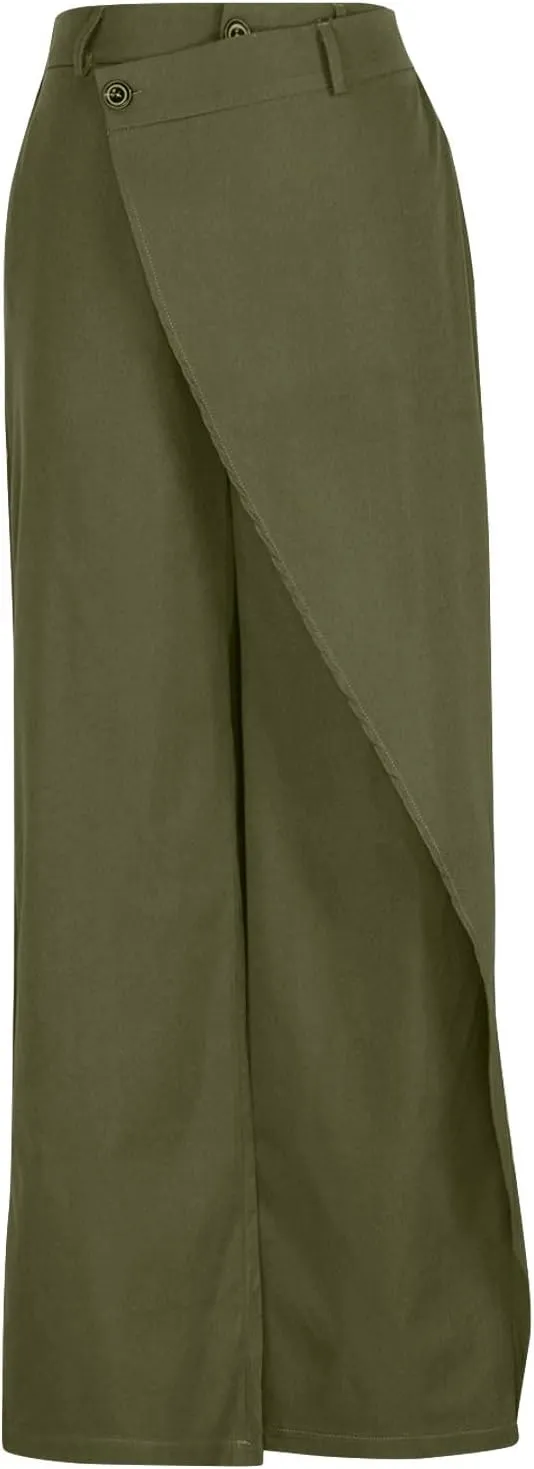 HGps8w Asymmetrical Dress Pants for Women High Waisted Chic Irregular Tailored Design Business Casual Long Work Trousers