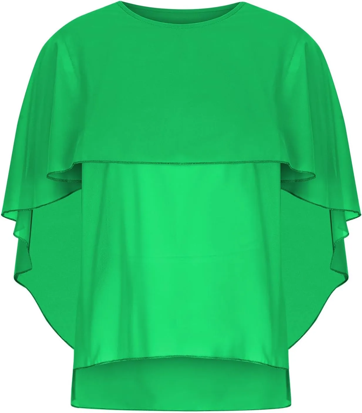 HGps8w Cape Shawls Top for Women Summer Lightweight Flowy Shirts Double-Layered Dressy Chiffon Poncho Blouse