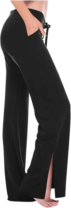 HGps8w Split Hem Flare Leggings for Women Soft Modal High Waisted Casual Bootcut Gym Workout Yoga Pants with Pockets