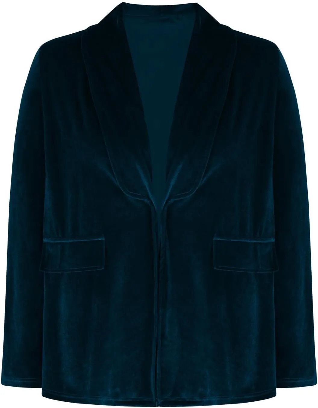 HGps8w Velvet Blazers for Women Vintage Suit Jackets Elegant Open Front Long Sleeve Loose Outerwear with Pockets