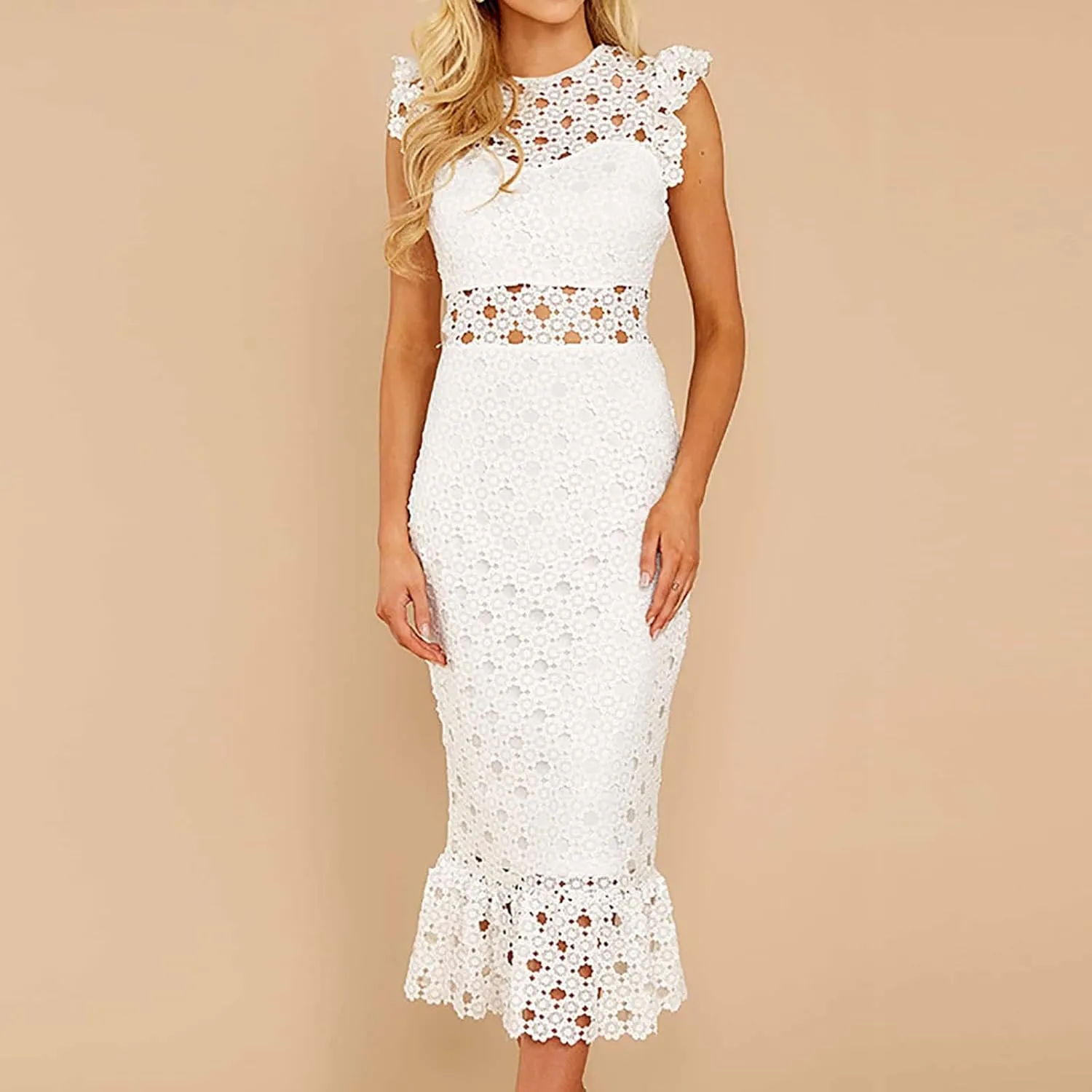 HGps8w Women Sleeveless Wedding Dresses Elegant Halter Neck Sheer Mesh Bridal Gowns Sexy Lace Formal Bridal Dresses