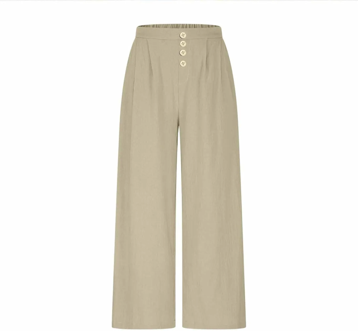 HGps8w Women's Cotton Linen Cropped Palazzo Pants Trendy Wide Leg Summer Loose High Waisted Lounge Trousers with Pockets
