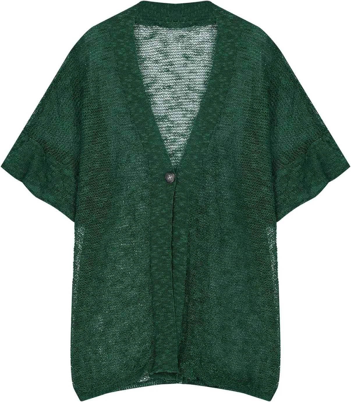 HGps8w Women's Knit Hollow Cardigans Casual 2025 Summer Thin Short Sleeve Sun Shirts Lightweight Loose Solid Cover Ups Tops