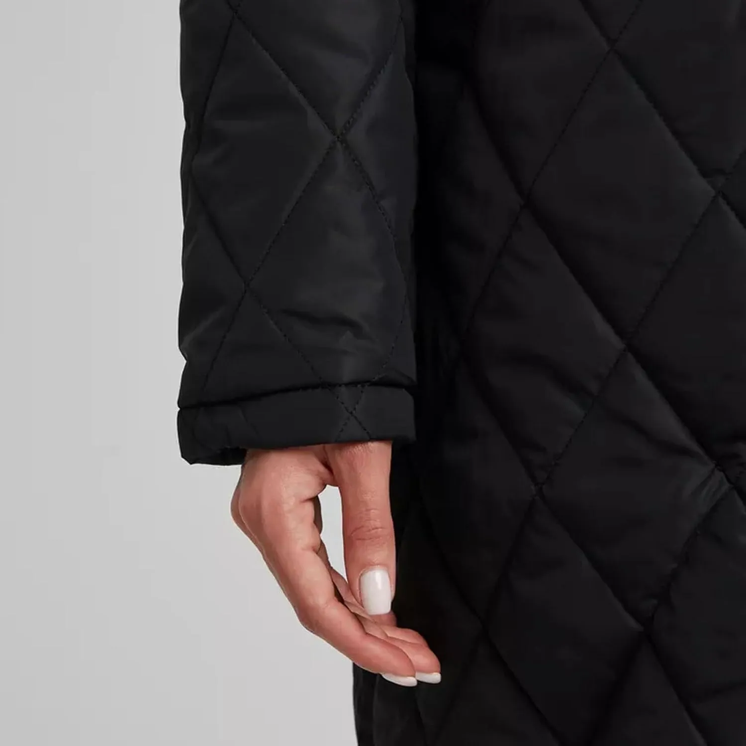 HGps8w Women's Mid-Long Quilted Wrap Coat Hooded Long Sleeve Puffer Jacket Winter Warm Padded Down Coats Elegant Outerwear