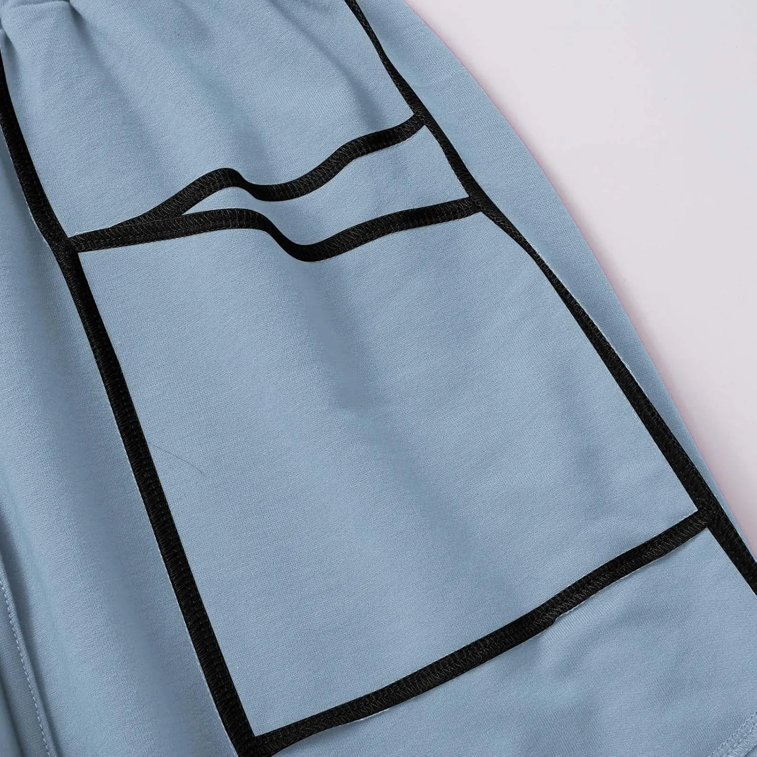 HGps8w Women's Summer Trendy Striped Loose Palazzo Pants Wide Leg Elastic Waist Sweatpants Lounge Trousers with Pockets