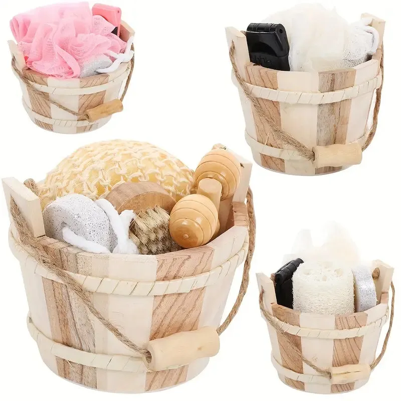High-Quality Bath Set with Wooden Bucket