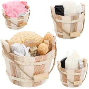 High-Quality Bath Set with Wooden Bucket