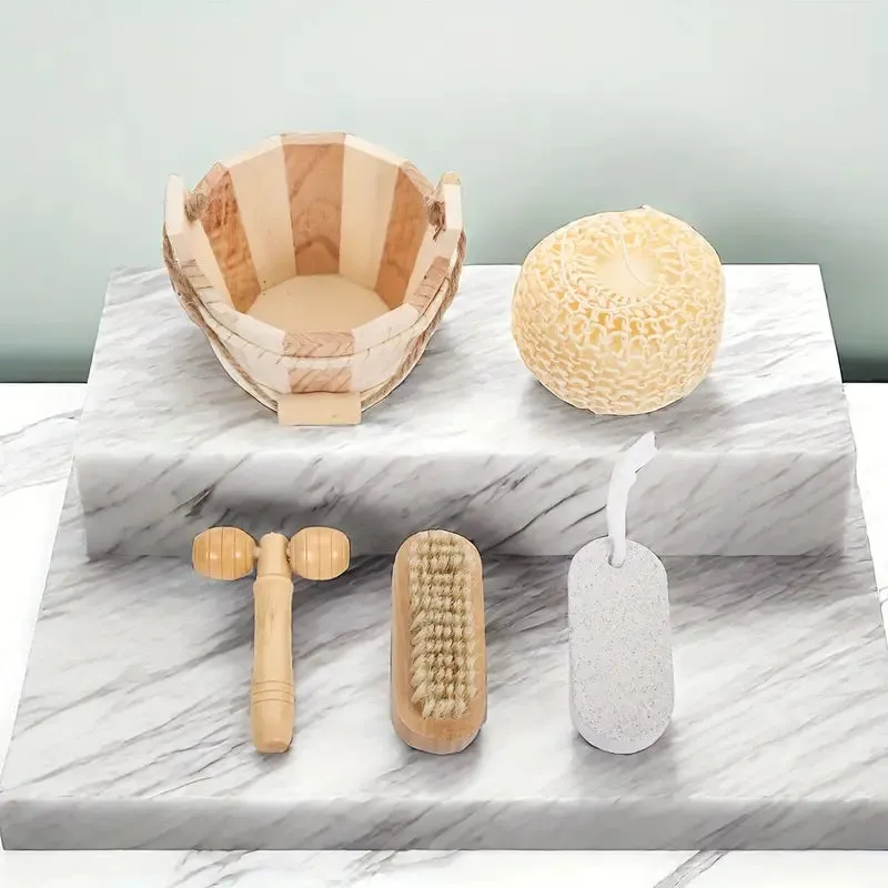 High-Quality Bath Set with Wooden Bucket