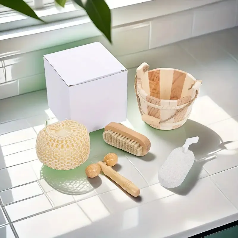 High-Quality Bath Set with Wooden Bucket