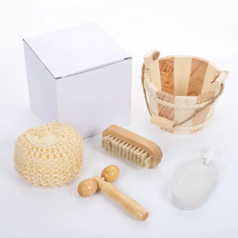 High-Quality Bath Set with Wooden Bucket