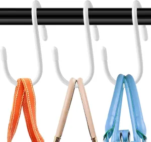 HiGift 16 Pack Bag Hooks for Closet, Unique Twist Design White Vinyl Coated Purse Hanger Organizer Hooks, Large Closet Hooks Purse Organizer Holder for Hanging Purses,Handbag,Belt,Hat,Backpack,Jeans