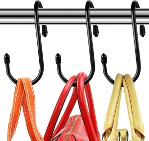 HiGift 16 Pack Purse Hanger for Closet, Unique Twist Design Bags Hanger Hooks, Large Size Closet Rod Hooks for Hanging Purses, Handbags, Belts, Scarves, Hats,Clothes, Pans and Pots