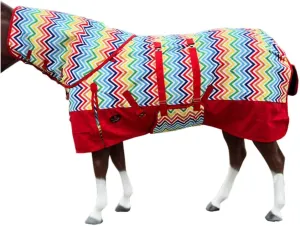 HILASON 1200D Winter Waterproof Poly Horse Hood Turnout Neck Blanket Belly Wrap Rainbow Zigzag | Horse Blanket | Horse Turnout Blanket | Waterproof Turnout Blankets for Horses