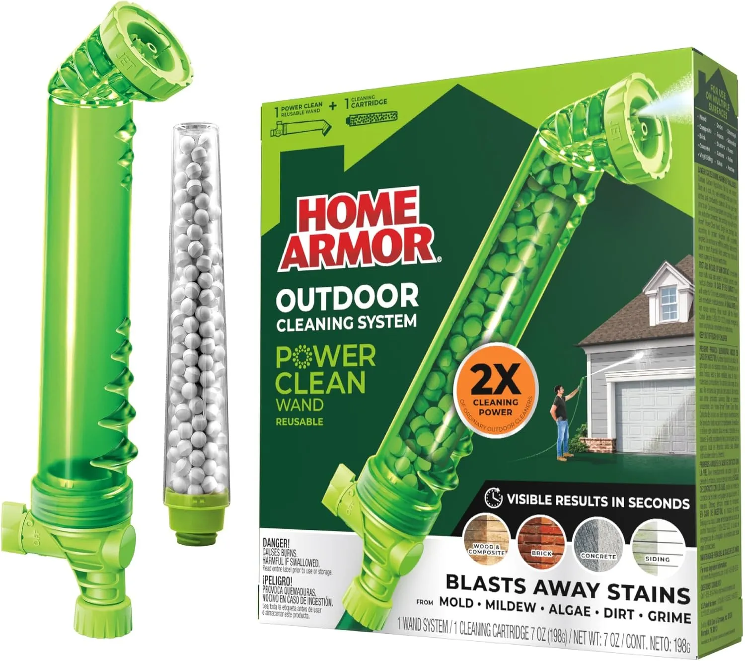 Home Armor Power Clean Wand, Outdoor Cleaning System, Multi purpose Outdoor Cleaner, Blasts Away Stains from Mold, Mildew, Algae, Dirt and Grime, Ideal as Wood Cleaner