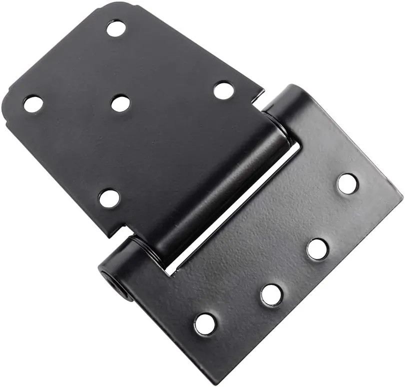 HOME MASTER HARDWARE Self-Closing Spring Gate Hinge 3-1/2" Heavy Duty Automatic T Hinges Steel Black Finish with Screws 2-Pack for Wood Fence Gate Vinyl Shed Door