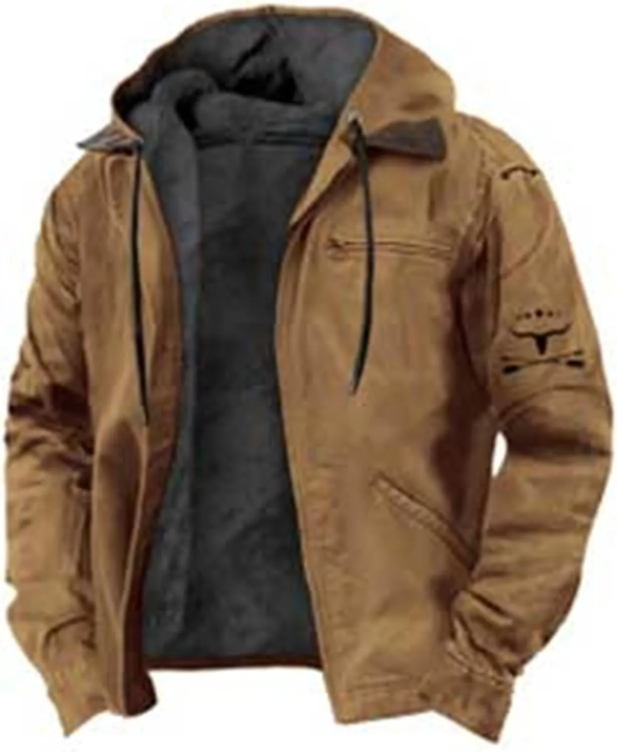 Hoodies for Men Full Zip Up Sweatshirt Heavyweight Fleece Jacket Sherpa Lined Flannel Hoodie Warm Hooded Coat
