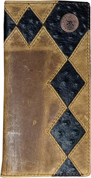 HOOEY Leather Men’s Western Rodeo Wallet (Diamond Patchwork - Black Ostrich)