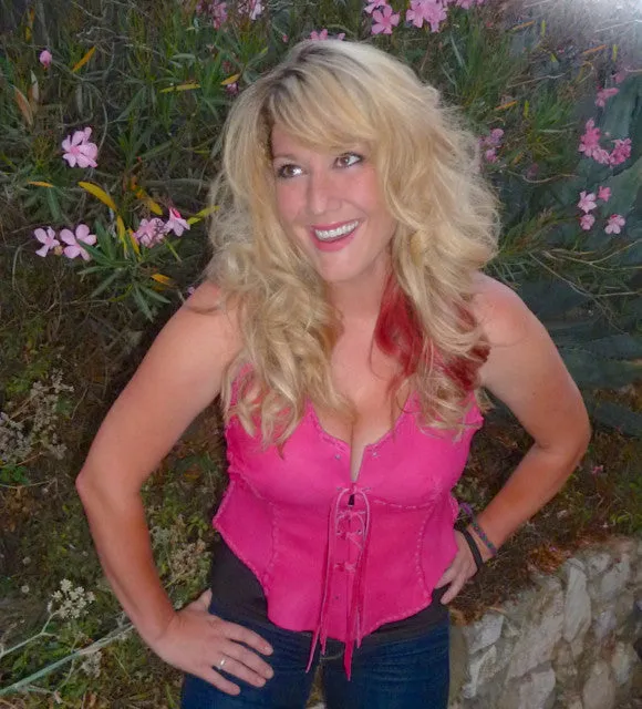 HOT Pink Patchwork Deerskin Vest