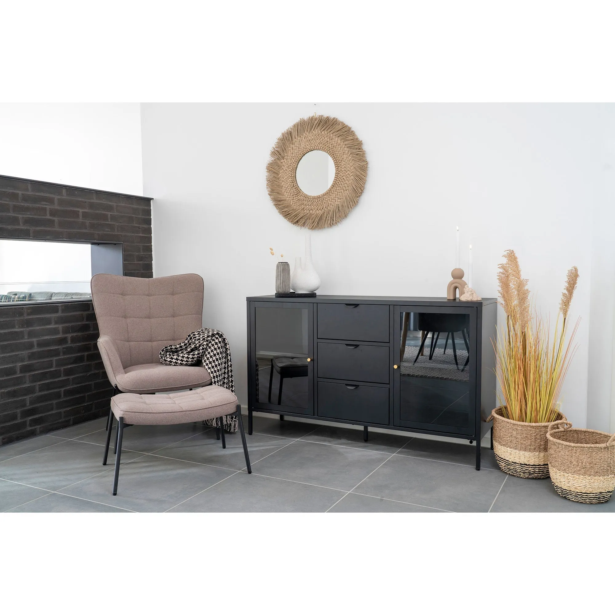 House Nordic Side Plaid, Sort/Beige, 130x180 Cm 