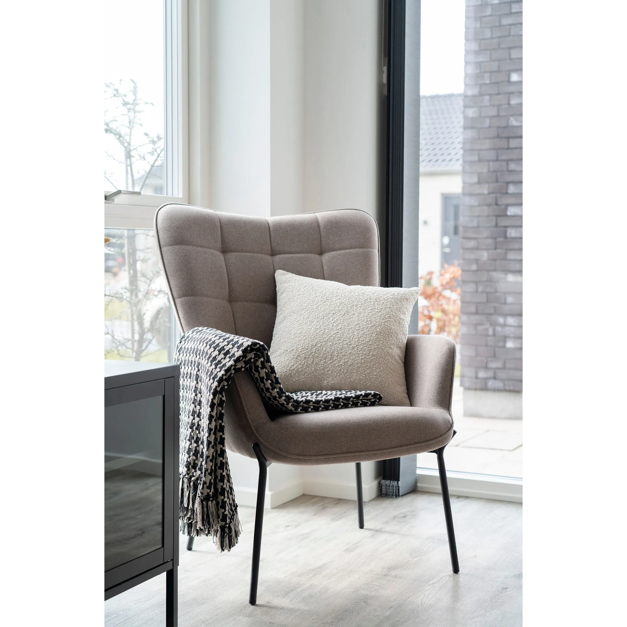 House Nordic Side Plaid, Sort/Beige, 130x180 Cm 