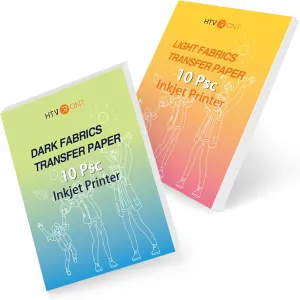 HTVRONT Heat Transfer Paper for T Shirts - 20 Pack Mixed Light & Dark Iron on Transfer Paper,8.5" x 11" Printable Heat Transfer Vinyl for Inkjet Printer, Durable & Easy to Use