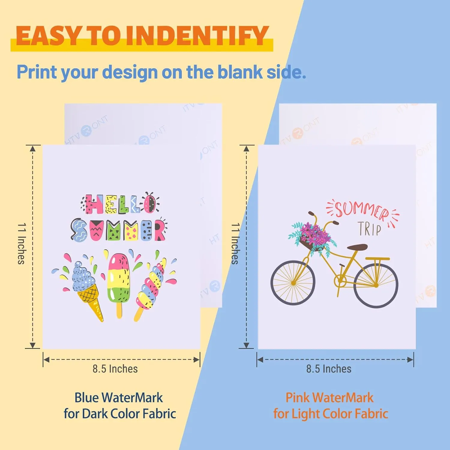 HTVRONT Heat Transfer Paper for T Shirts - 20 Pack Mixed Light & Dark Iron on Transfer Paper,8.5" x 11" Printable Heat Transfer Vinyl for Inkjet Printer, Durable & Easy to Use