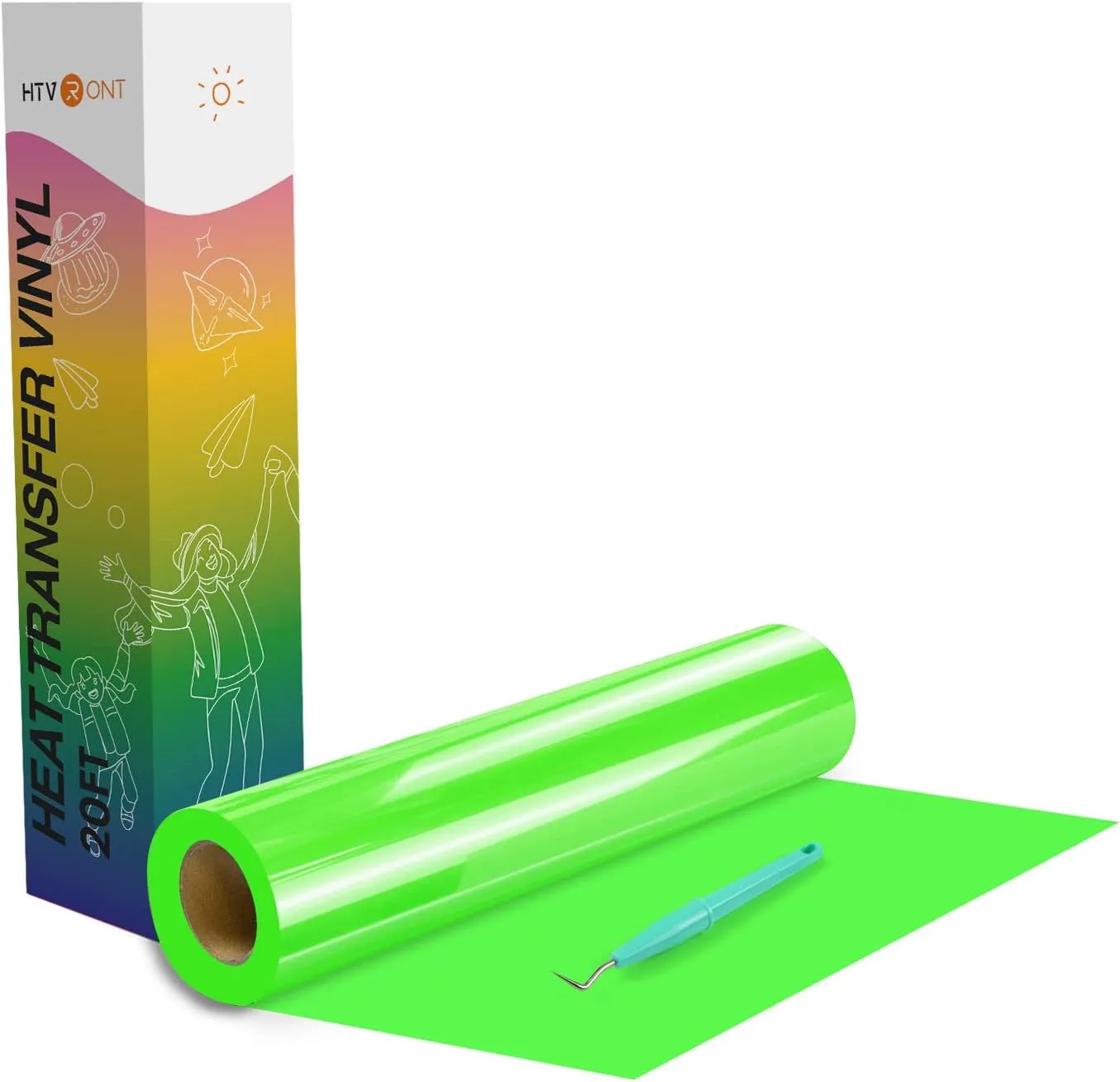 HTVRONT HTV Vinyl Rolls Heat Transfer Vinyl - 12" x 20ft Neon Green HTV Vinyl for Shirts, Iron on Vinyl for All Cutter Machine - Easy to Cut & Weed for Heat Transfer Design