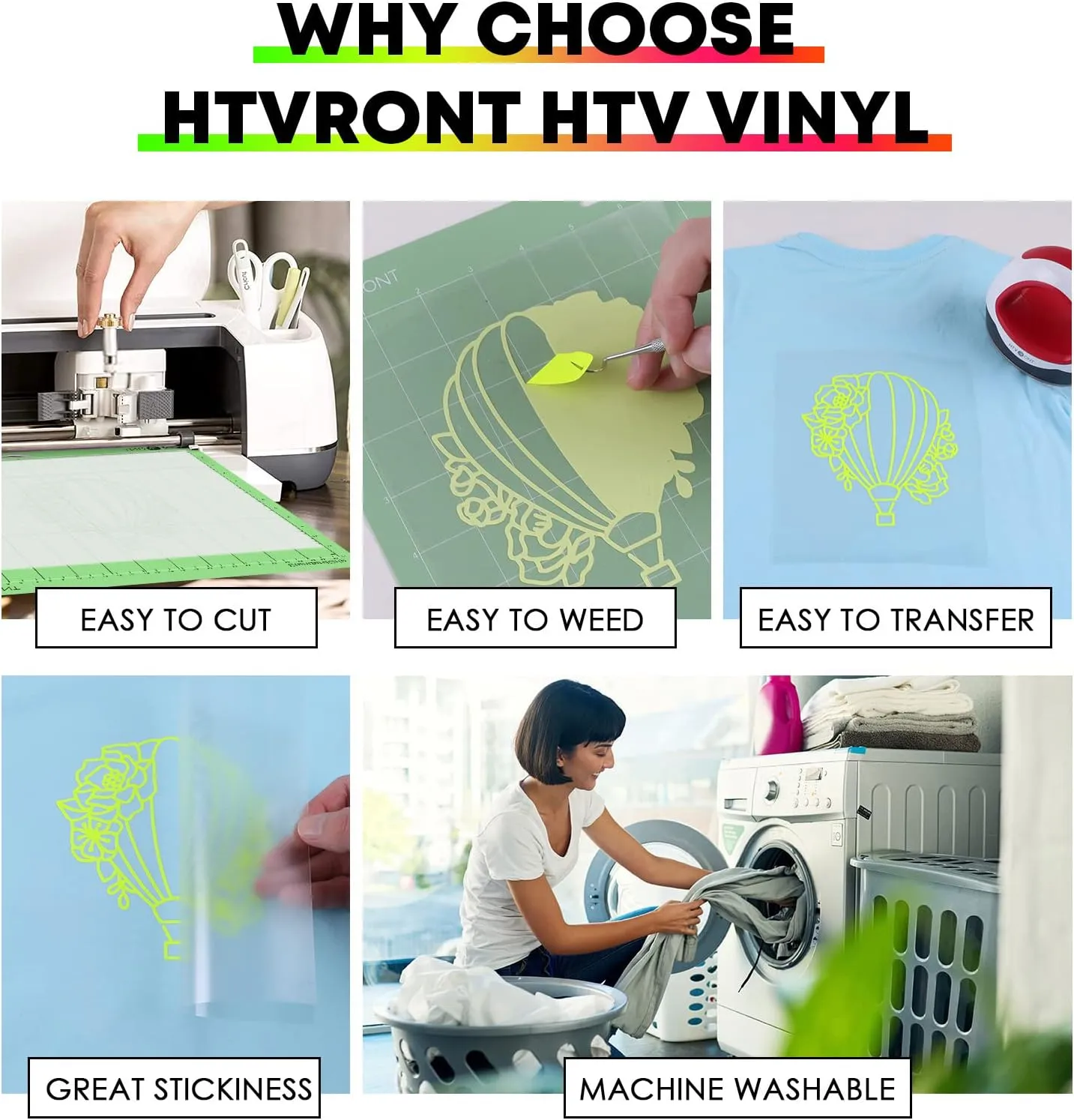 HTVRONT HTV Vinyl Rolls Heat Transfer Vinyl - 12" x 20ft Neon Green HTV Vinyl for Shirts, Iron on Vinyl for All Cutter Machine - Easy to Cut & Weed for Heat Transfer Design