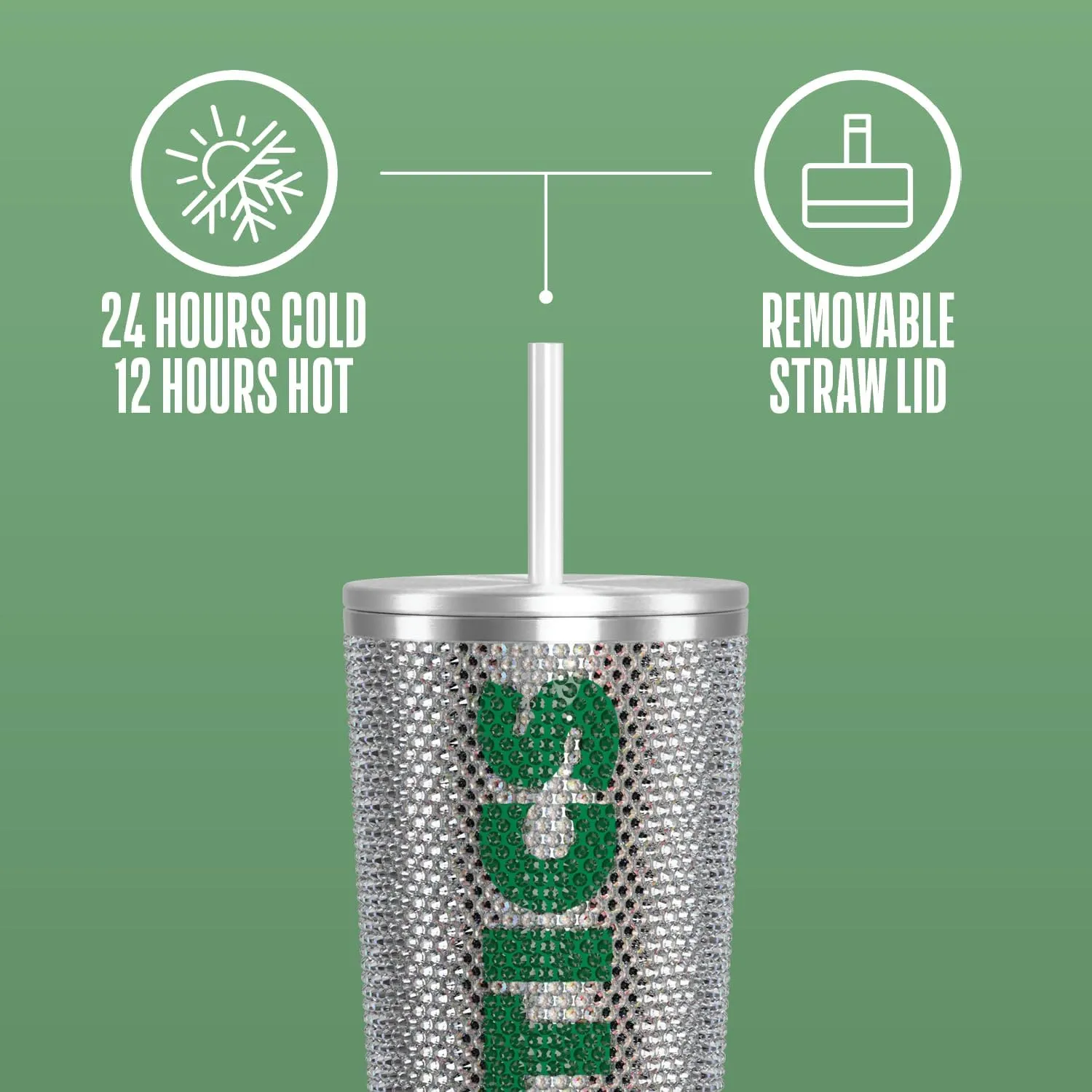 Hydrapeak x NBA Officially Licensed Boston Celtics Championship Edition 25 oz Rhinestone Bling Tumbler with Straw Lid, Limited Edition Collectors Box