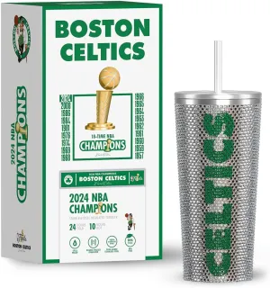 Hydrapeak x NBA Officially Licensed Boston Celtics Championship Edition 25 oz Rhinestone Bling Tumbler with Straw Lid, Limited Edition Collectors Box