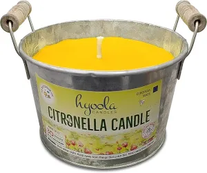 HYOOLA Large Citronella Candles Outdoor Bucket - 30 Hour - Natural Repellent - European Made