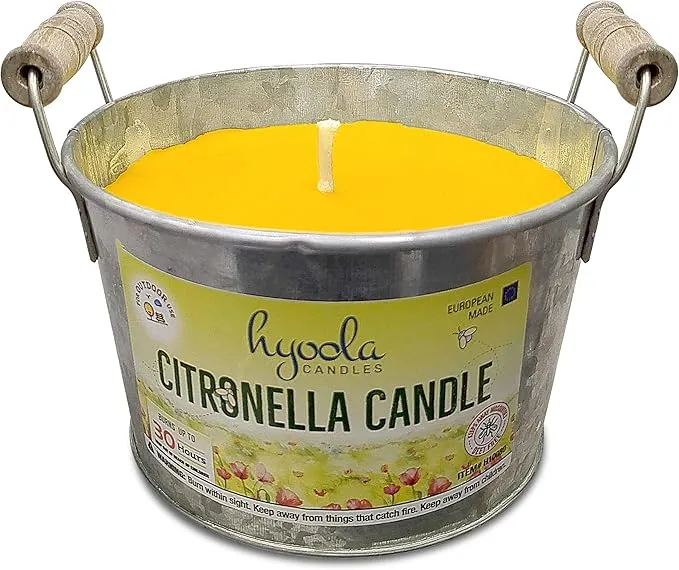 HYOOLA Large Citronella Candles Outdoor Bucket - 30 Hour - Natural Repellent - European Made