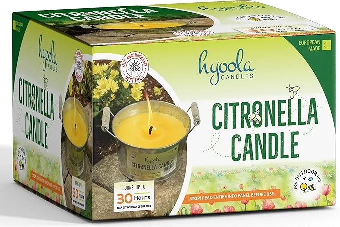 HYOOLA Large Citronella Candles Outdoor Bucket - 30 Hour - Natural Repellent - European Made