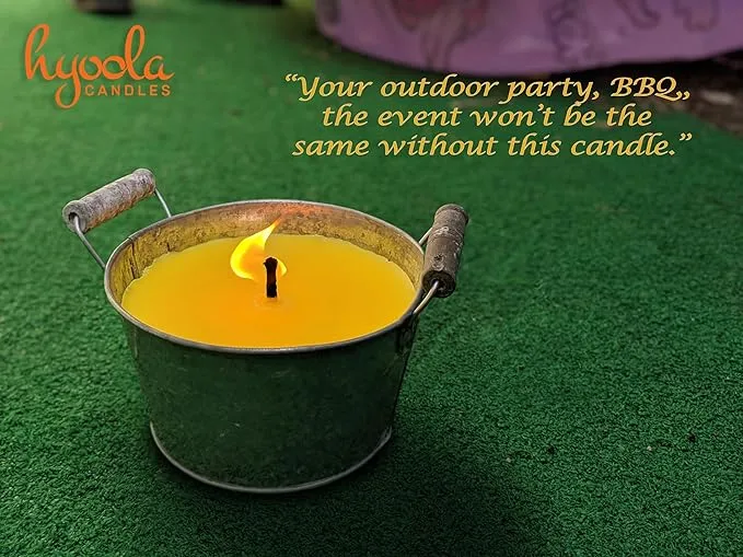 HYOOLA Large Citronella Candles Outdoor Bucket - 30 Hour - Natural Repellent - European Made