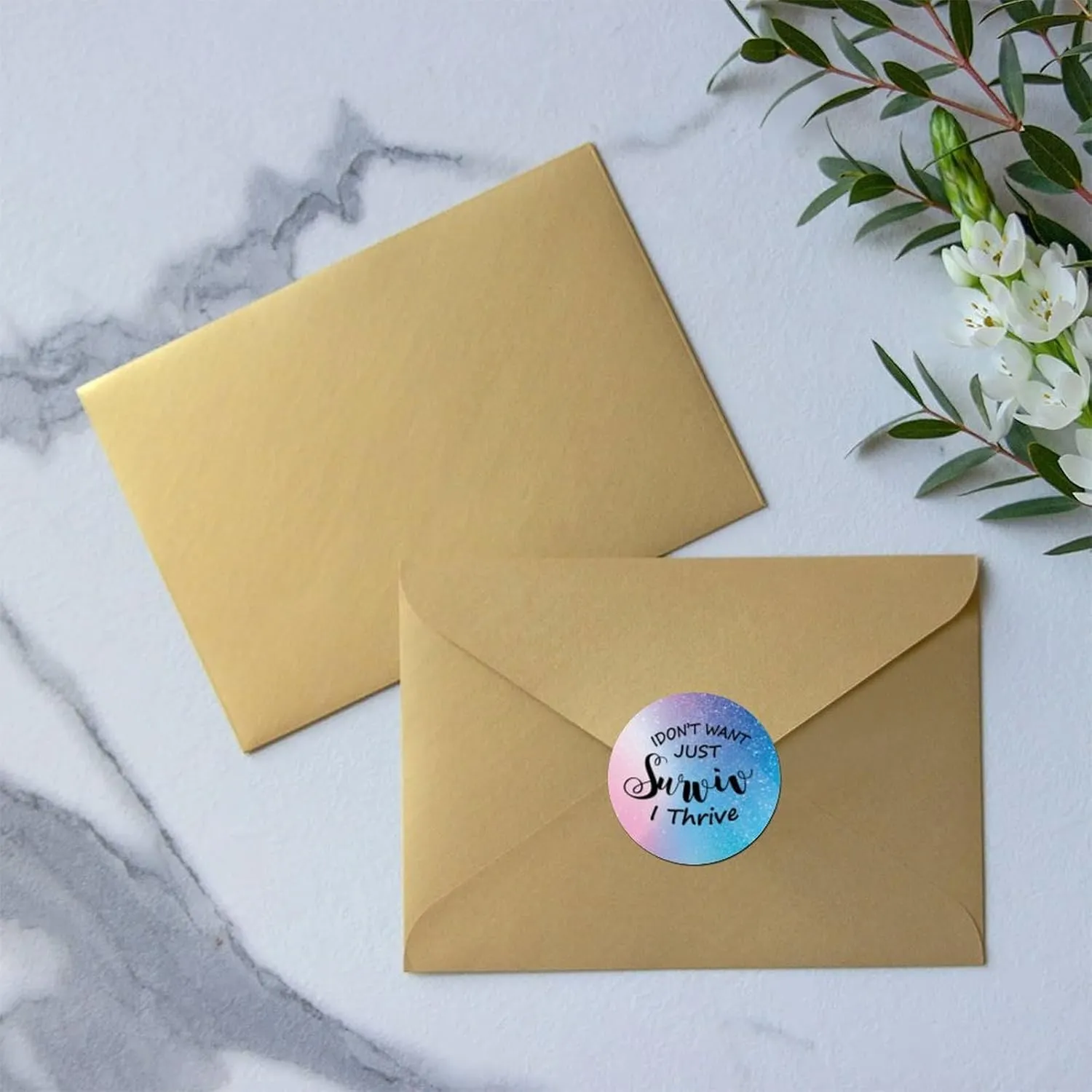 I Dont Just SurviveI Thrive Novelty Labels Stickers,Quote Sticker for Laptop Envelope Seals Jar Water Bottles Goodie Bags Decoration Wedding Xmas Holiday Party Favors Gifts 3"