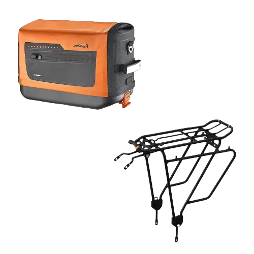 Ibera PakRak Waterproof Trunk Bag and MIK Carrier Rack| IB-BA22-RA4 (Orange)